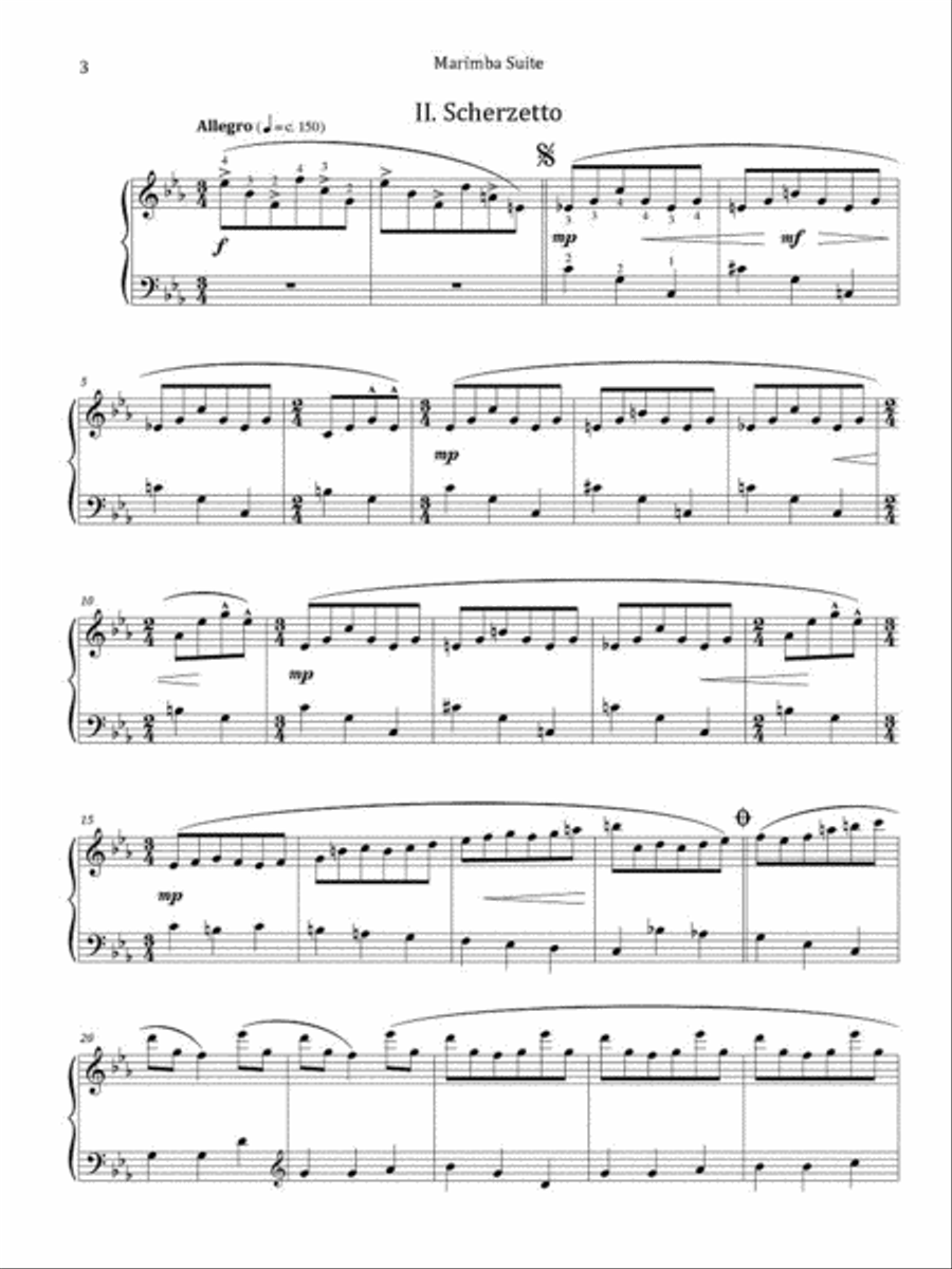 Marimba Suite for Marimba (4 Mallets, 4-octave) Marimba scores gallery preview page 3