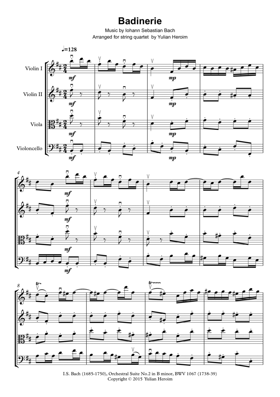 Badinerie String Quartet scores gallery preview page 1