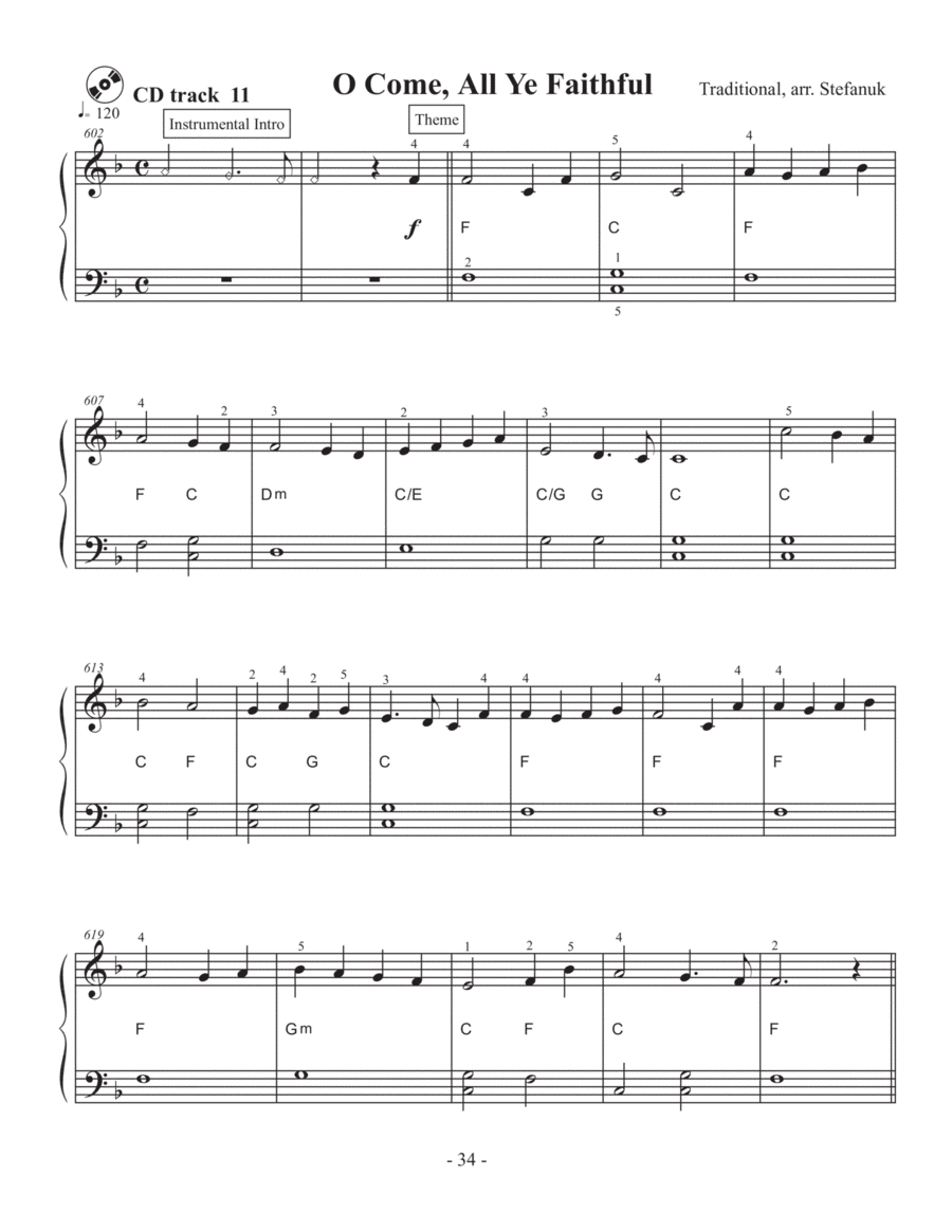 O Come, All Ye Faithful, very easy piano Easy Piano scores gallery preview page 1