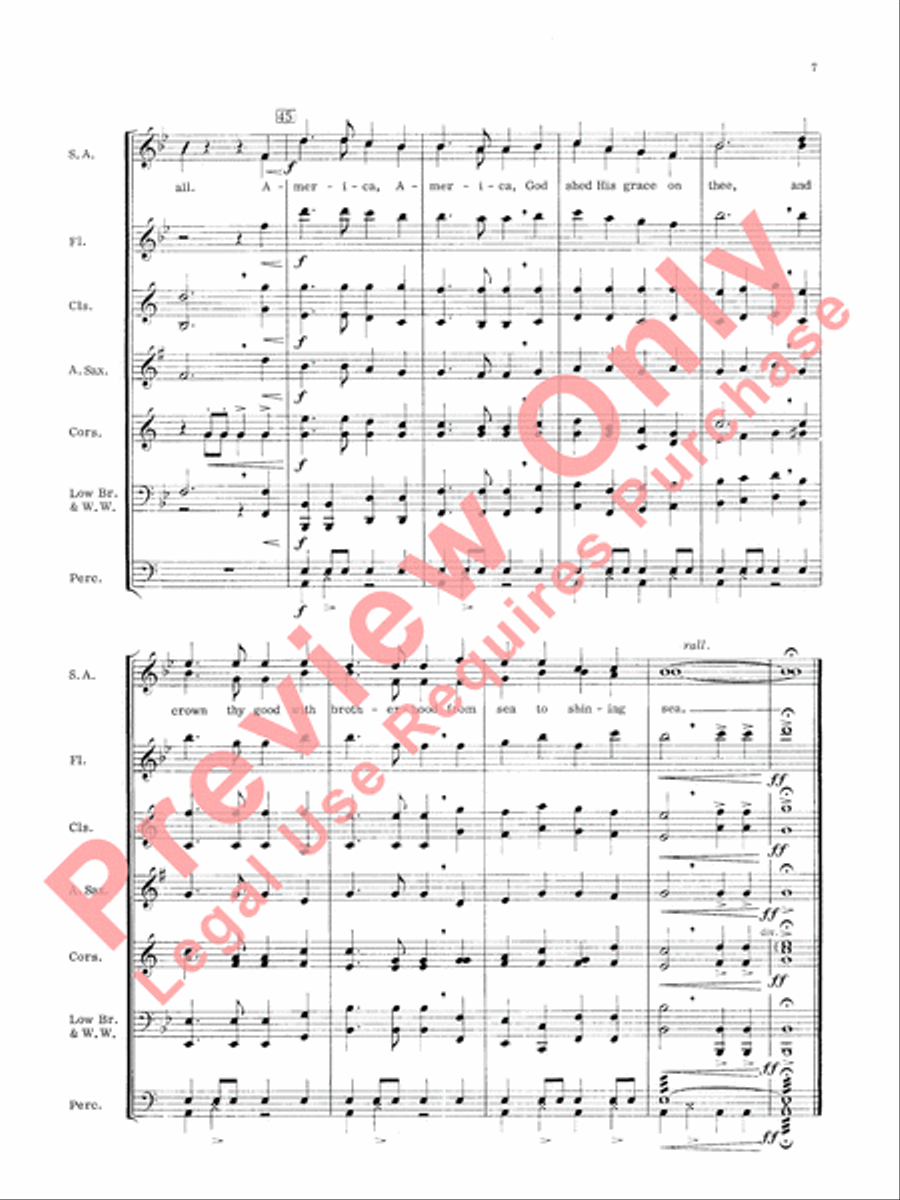 America, the Beautiful Concert Band scores gallery preview page 8