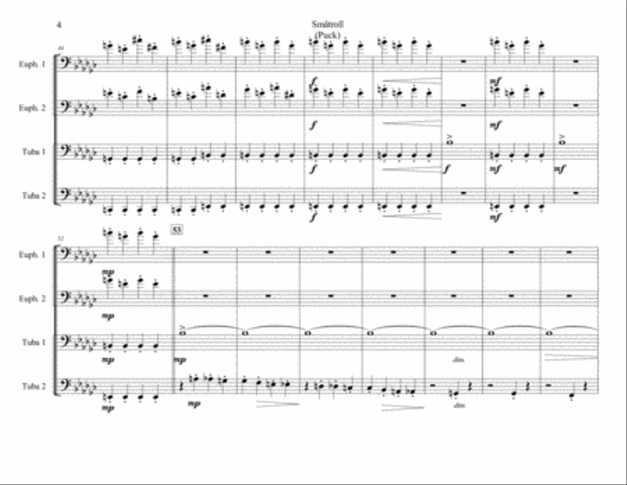 Småtroll (Puck) From Grieg's Lyric Pieces for Tuba-Euphonium Quartet Brass Ensemble scores gallery preview page 4