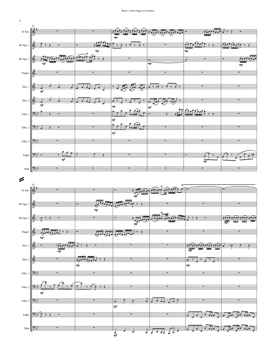 Little Fugue in G minor BWV 578 for 11-part Brass Ensemble Brass Ensemble scores gallery preview page 4