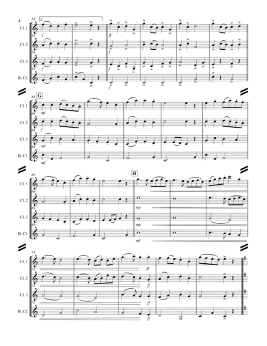 20 Traditional Christmas Carols Volume II (for Clarinet Quartet) Clarinet Quartet scores gallery preview page 5