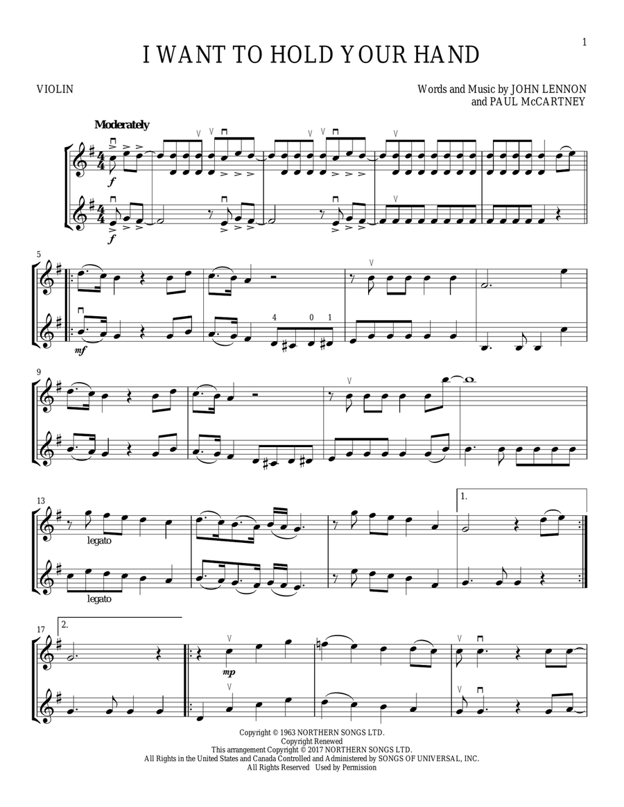 I Want To Hold Your Hand String Duet scores gallery preview page 1