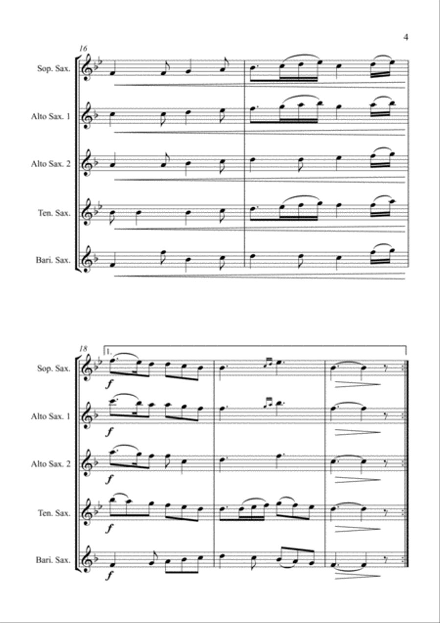 Good King Wenceslas - for Saxophone Quartet Saxophone Quartet scores gallery preview page 5