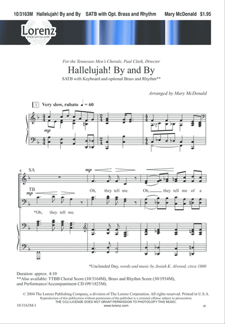 Hallelujah! By and By Hallelujah! By and By 4-Part scores gallery preview page 1