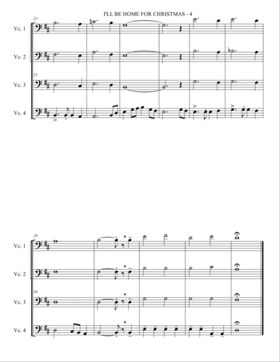 I'll Be Home For Christmas String Quartet scores gallery preview page 5