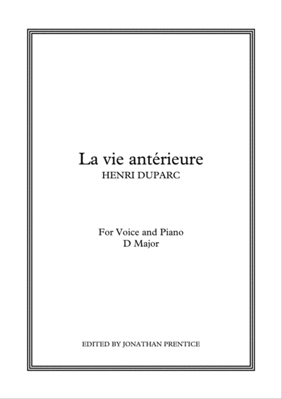 La vie antérieure (D Major) Voice scores gallery preview page 1