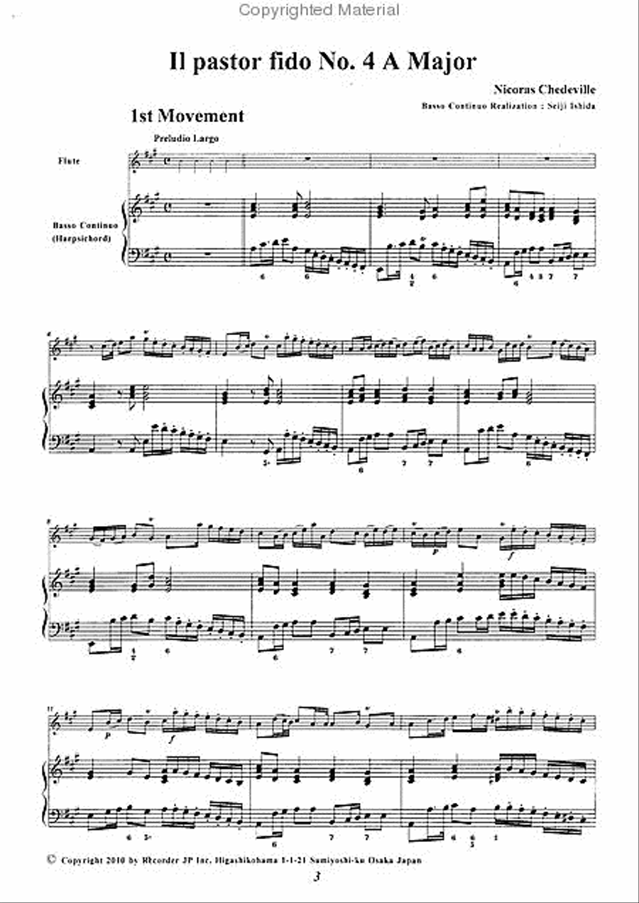 Il pastor fido No. 4 in A Major Flute scores gallery preview page 3