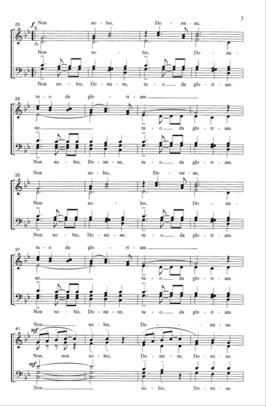 Non Nobis, Domine 4-Part scores gallery preview page 2