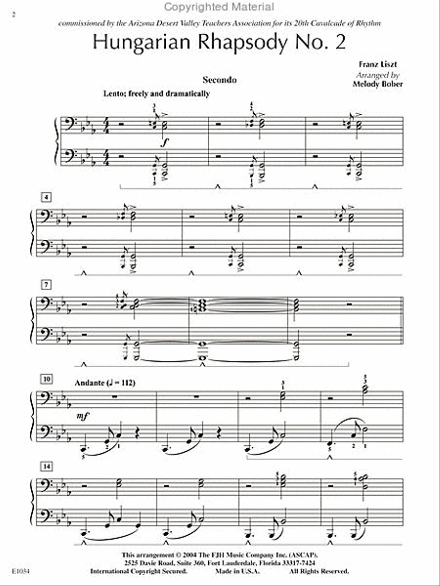 Hungarian Rhapsody No. 2 Piano Solo scores gallery preview page 2