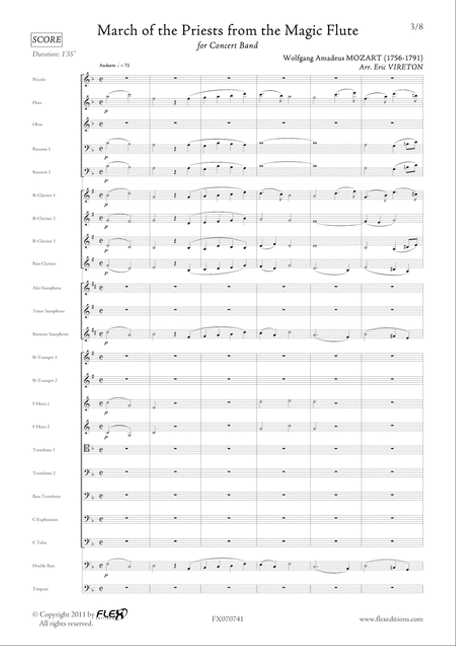 Marche of the Priests from the Magic Flute Concert Band scores gallery preview page 3