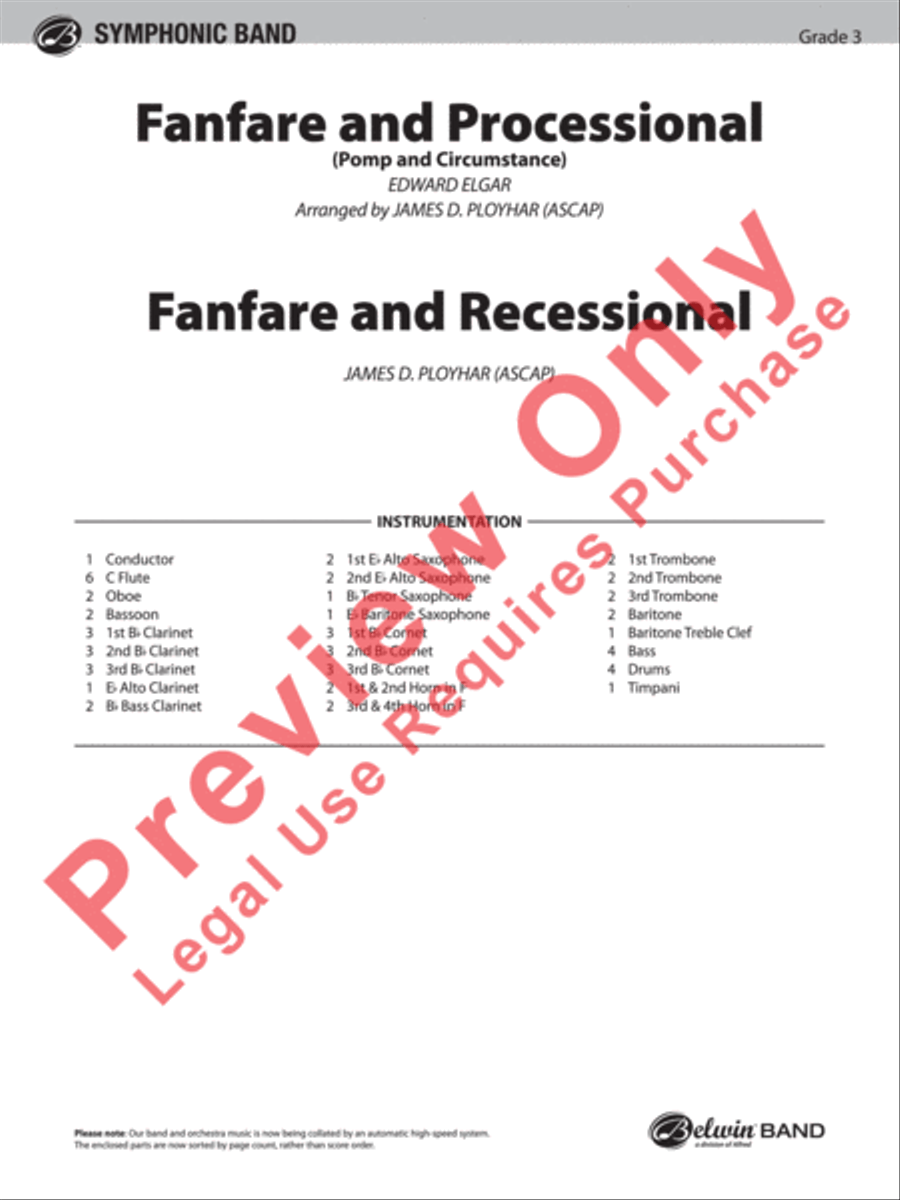 Fanfare, Processional and Recessional Concert Band scores gallery preview page 2