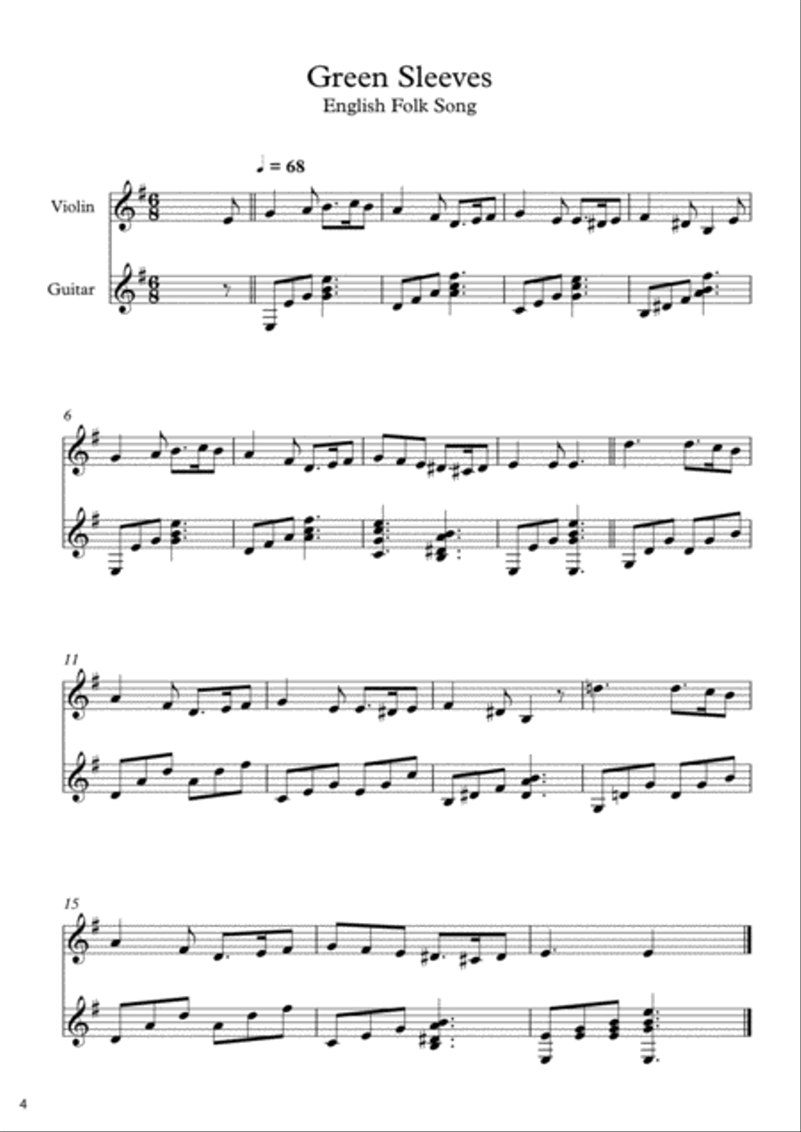 10 Easy Classical Pieces For Violin & Guitar 10 Easy Classical Pieces For Violin & Guitar String Duet scores gallery preview page 5