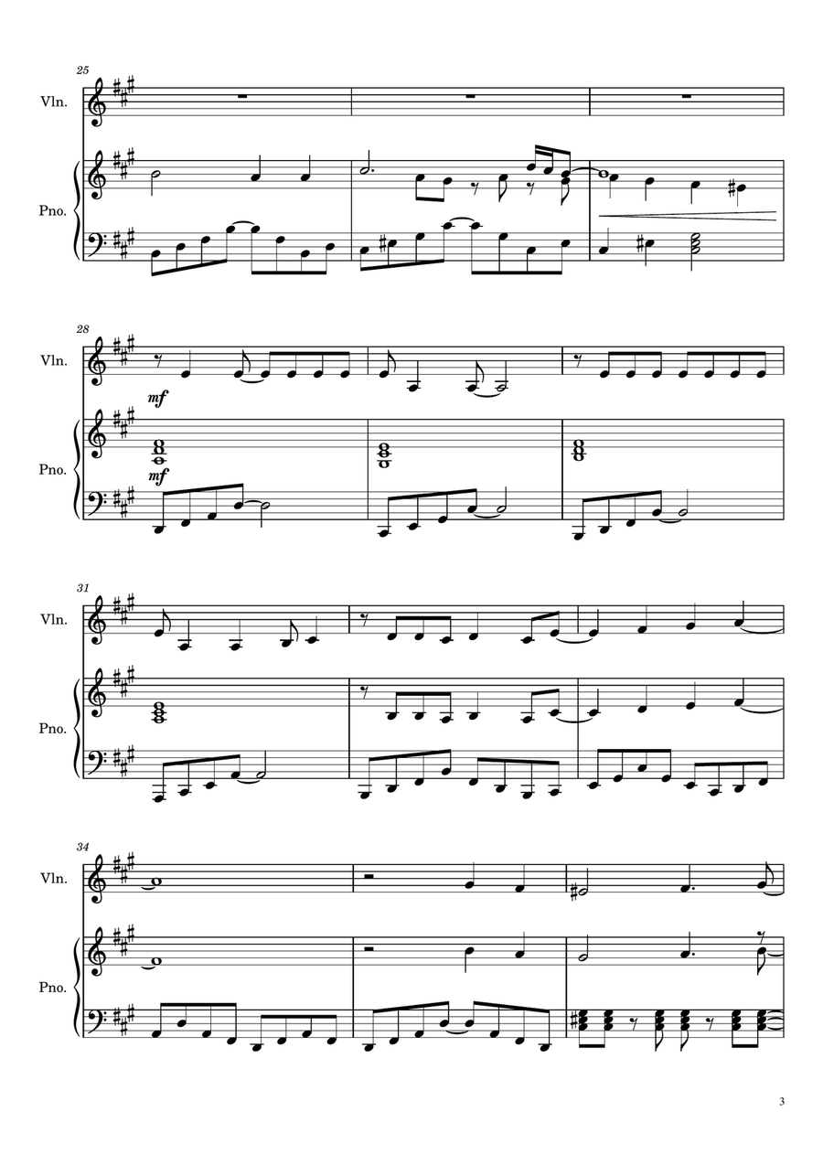 Hikaru Nara Violin Solo scores gallery preview page 3