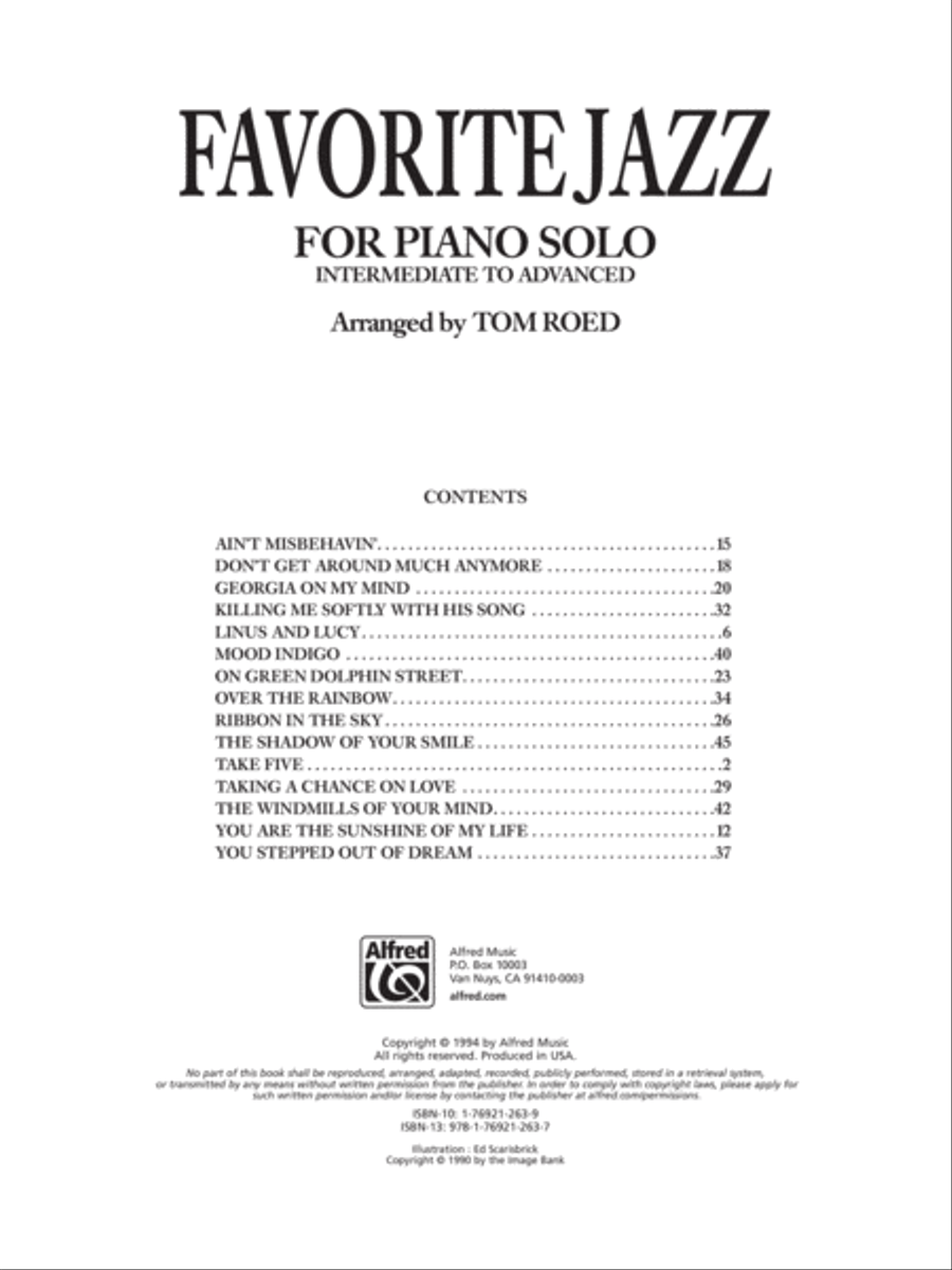 Favorite Jazz for Piano Solo Piano Solo scores gallery preview page 2
