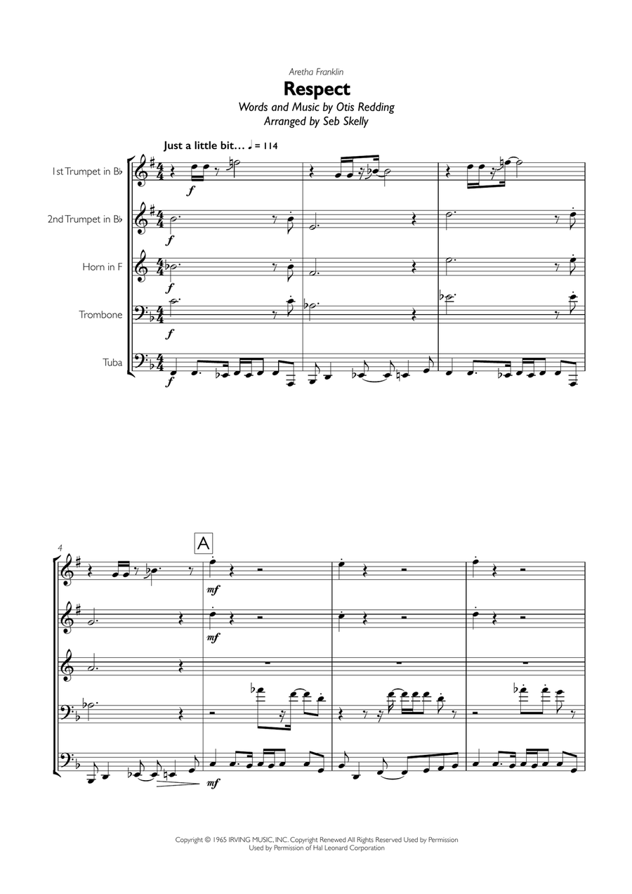 Respect Respect Brass Ensemble scores gallery preview page 1