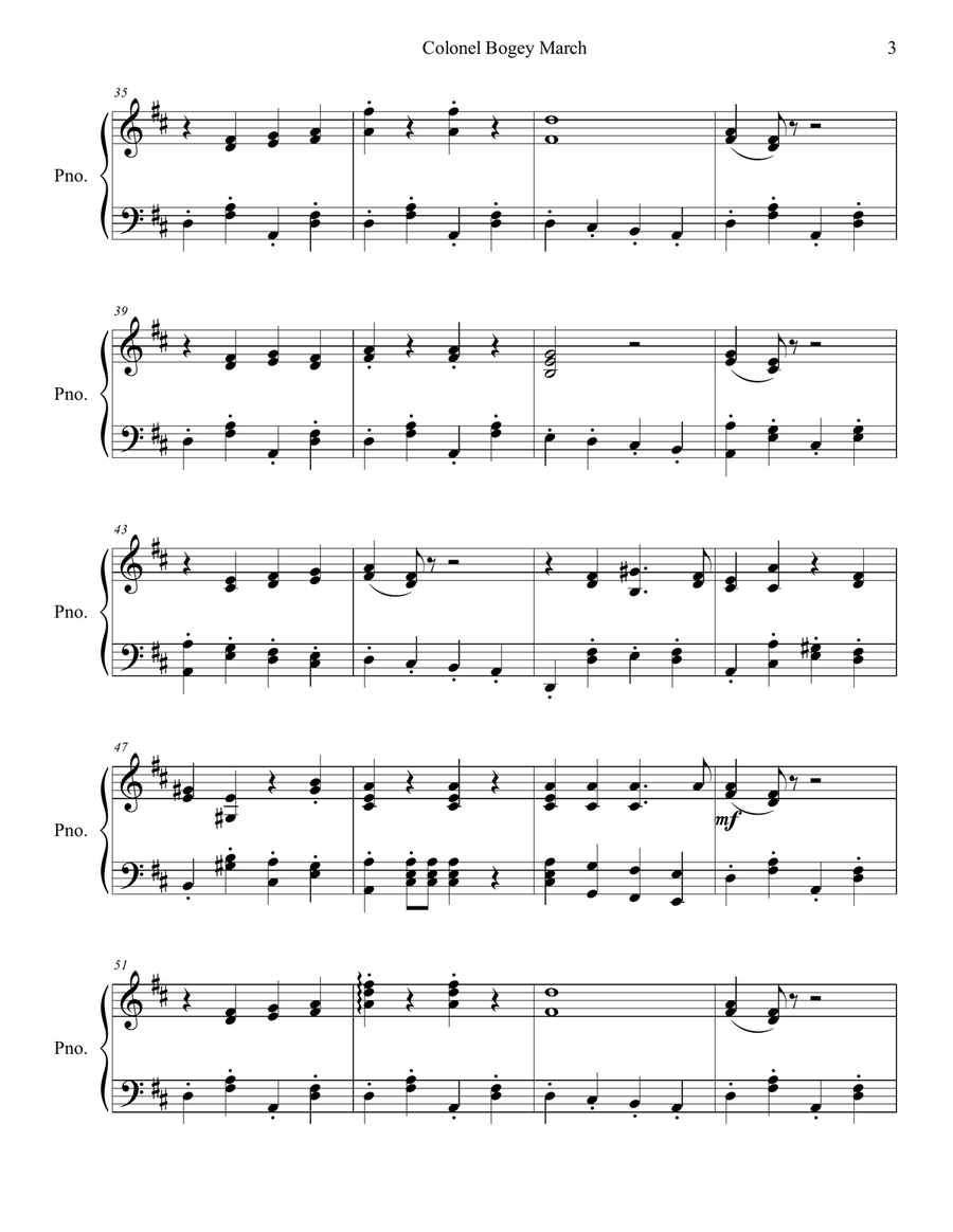 Colonel Bogey March Piano Method scores gallery preview page 3