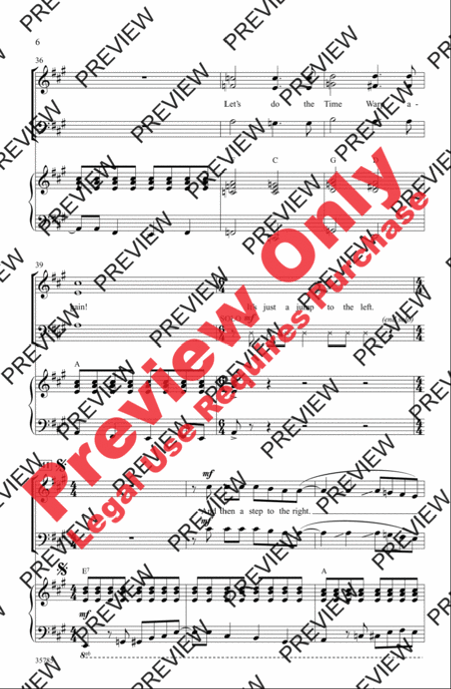 The Time Warp (from The Rocky Horror Picture Show) 3-Part scores gallery preview page 6