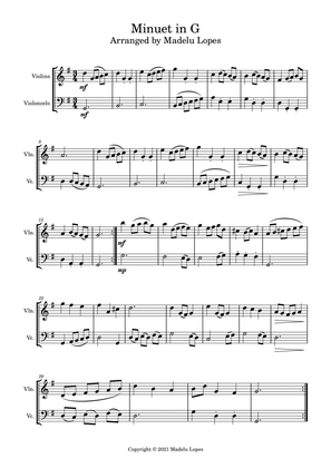 Book cover for Minuet in G major- Violin and cello