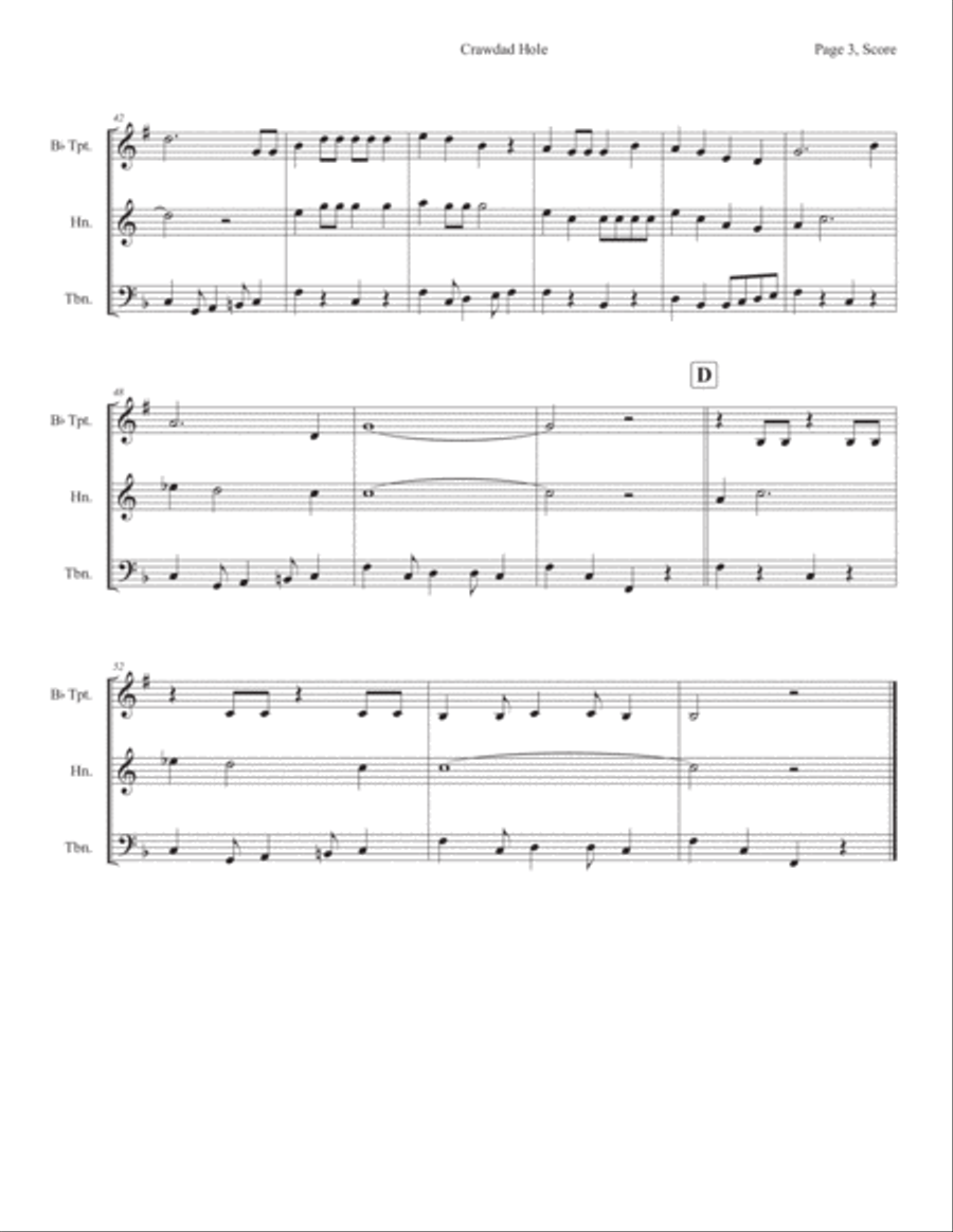 Crawdad Hole/Mr. Frog Went a Courtin' Horn scores gallery preview page 3