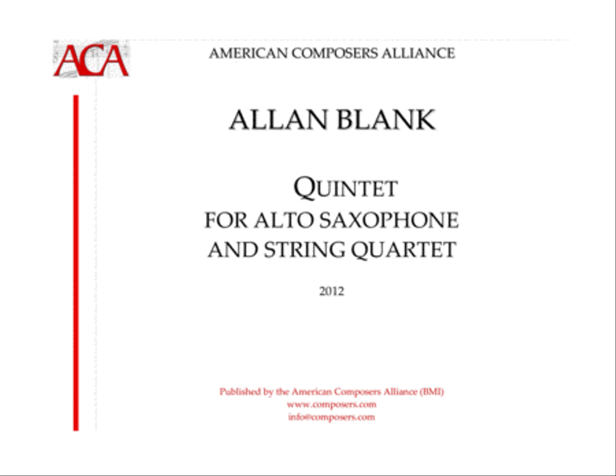 [Blank] Quintet for Alto Saxophone and String Quartet Chamber Orchestra scores gallery preview page 1