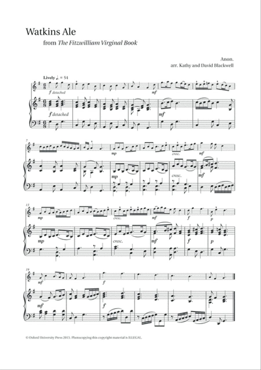 Watkins Ale: from The Fitzwilliam Virginal Book, Anon. Violin Solo scores gallery preview page 2