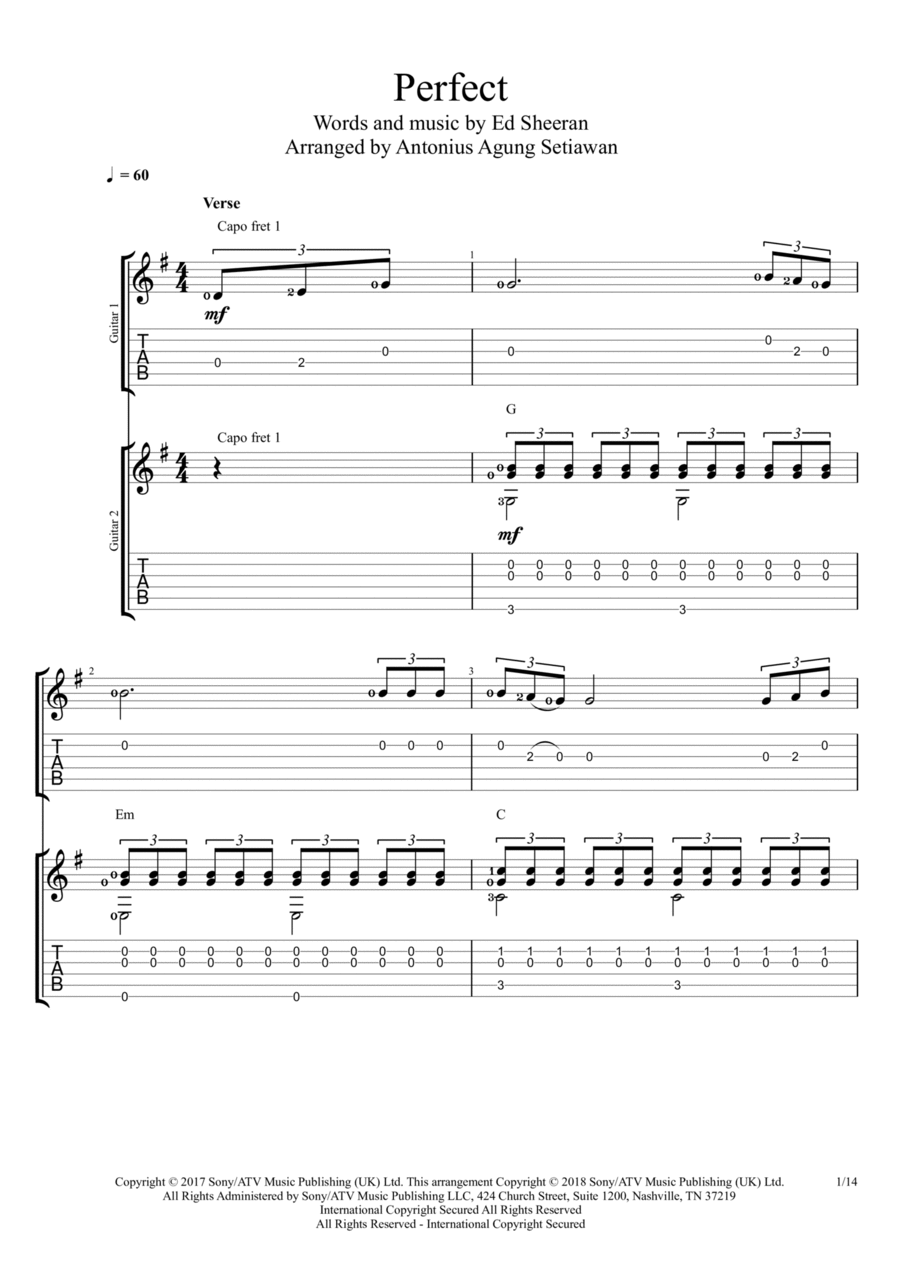 Perfect Electric Guitar scores gallery preview page 1