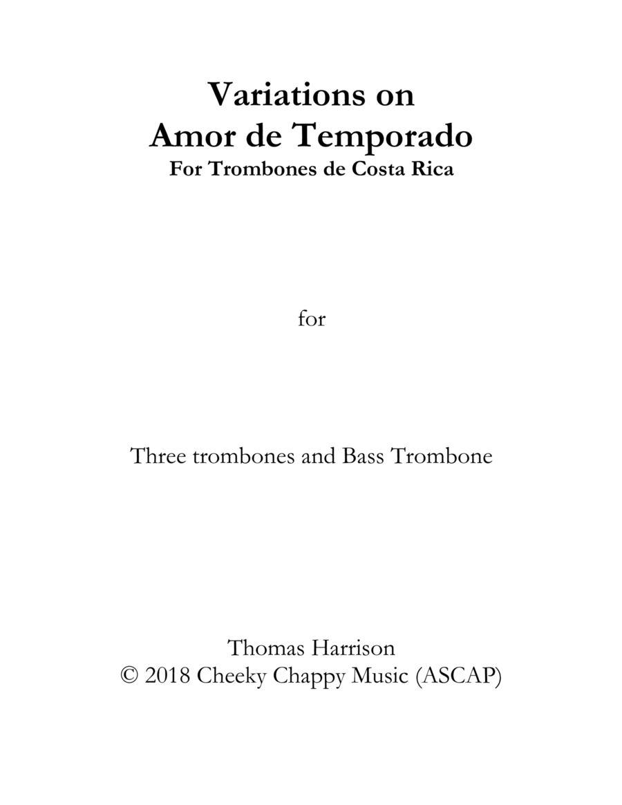 Variations on Amor de Temporado Trombone Solo scores gallery preview page 1