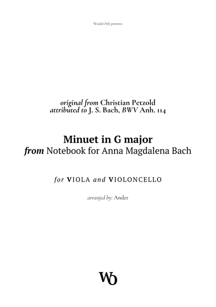 Minuet in G major by Bach for Viola and Cello Duet image number null