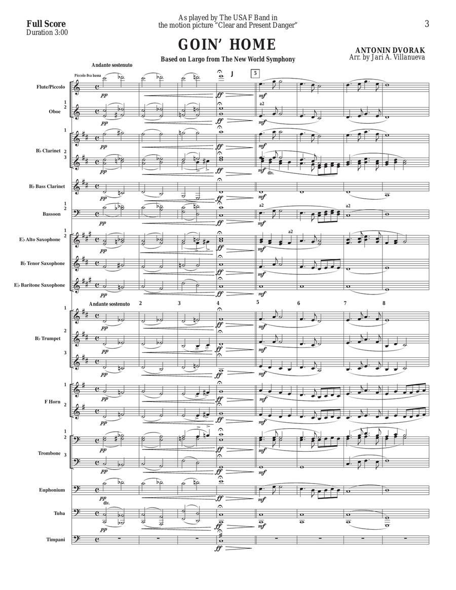 Goin' Home For Band (also called Going Home) Concert Band scores gallery preview page 1