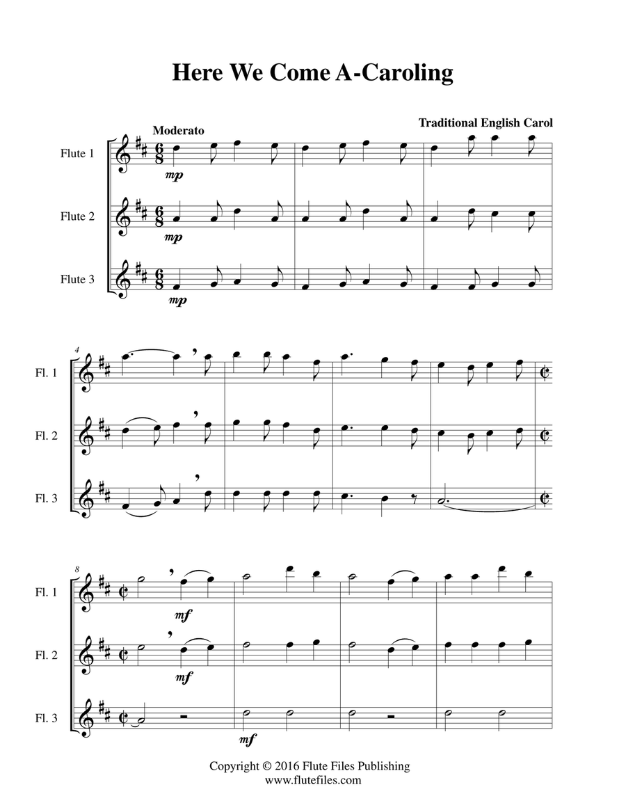 Here We Come A-Caroling - Flute Trio Flute Trio scores gallery preview page 3