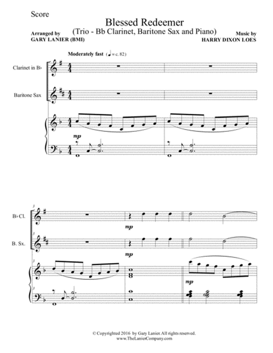 3 FAVORITE HYMNS (Trio - Bb Clarinet, Baritone Sax & Piano with Score/Parts) image number null