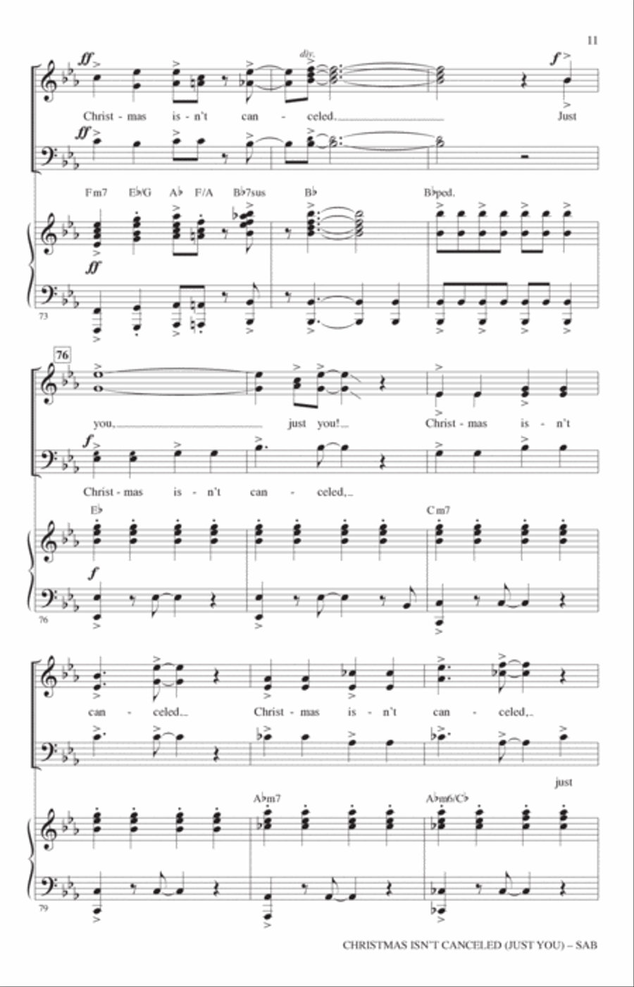 Christmas Isn't Canceled (Just You) (arr. Mark Brymer) 3-Part scores gallery preview page 10