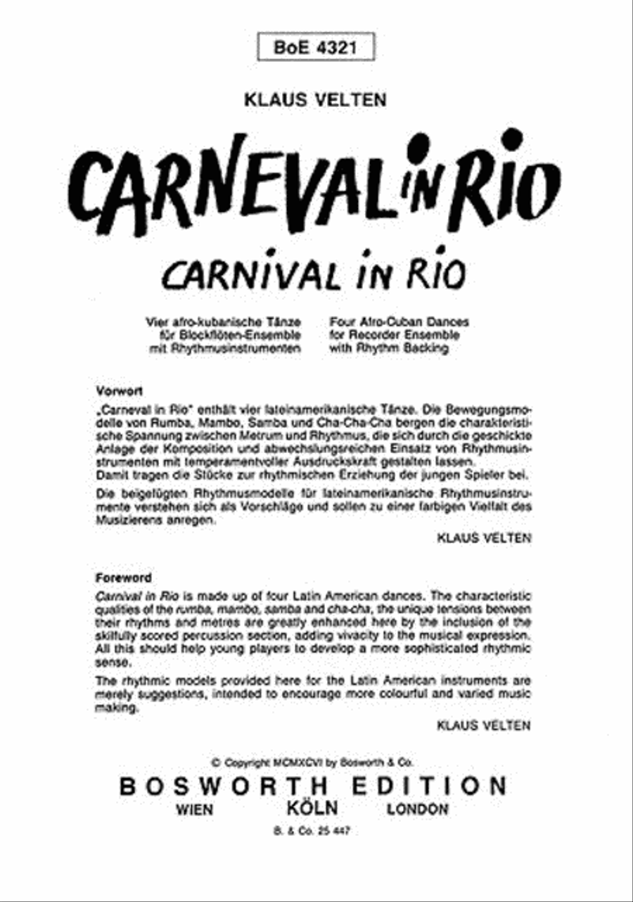 Velten, K Carnival In Rio Rec Ens Recorder scores gallery preview page 1