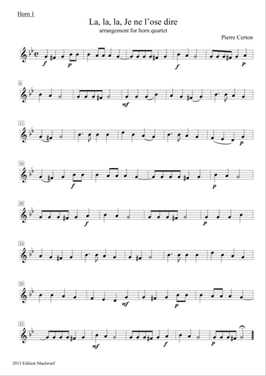 La La La Je ne l’ose dire Brass Quartet scores gallery preview page 3