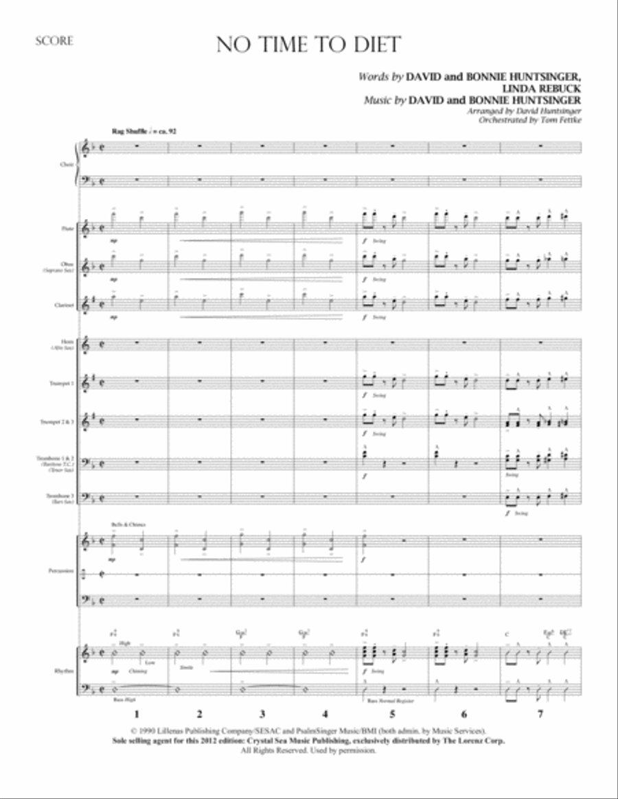 No Time to Diet -Orchestral Score and Parts Choir scores gallery preview page 2