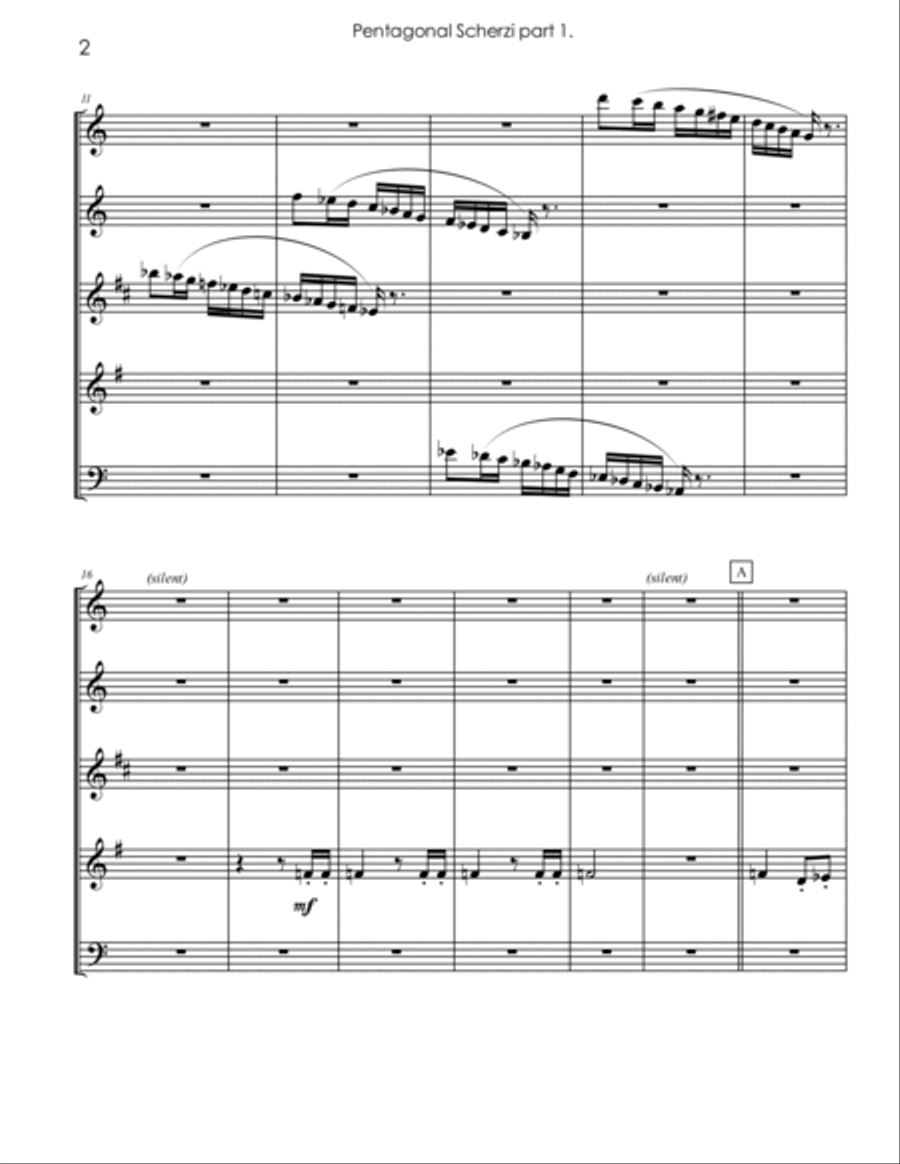 PENTAGONAL SCHERZI for Woodwind Quintet Woodwind Quintet scores gallery preview page 4