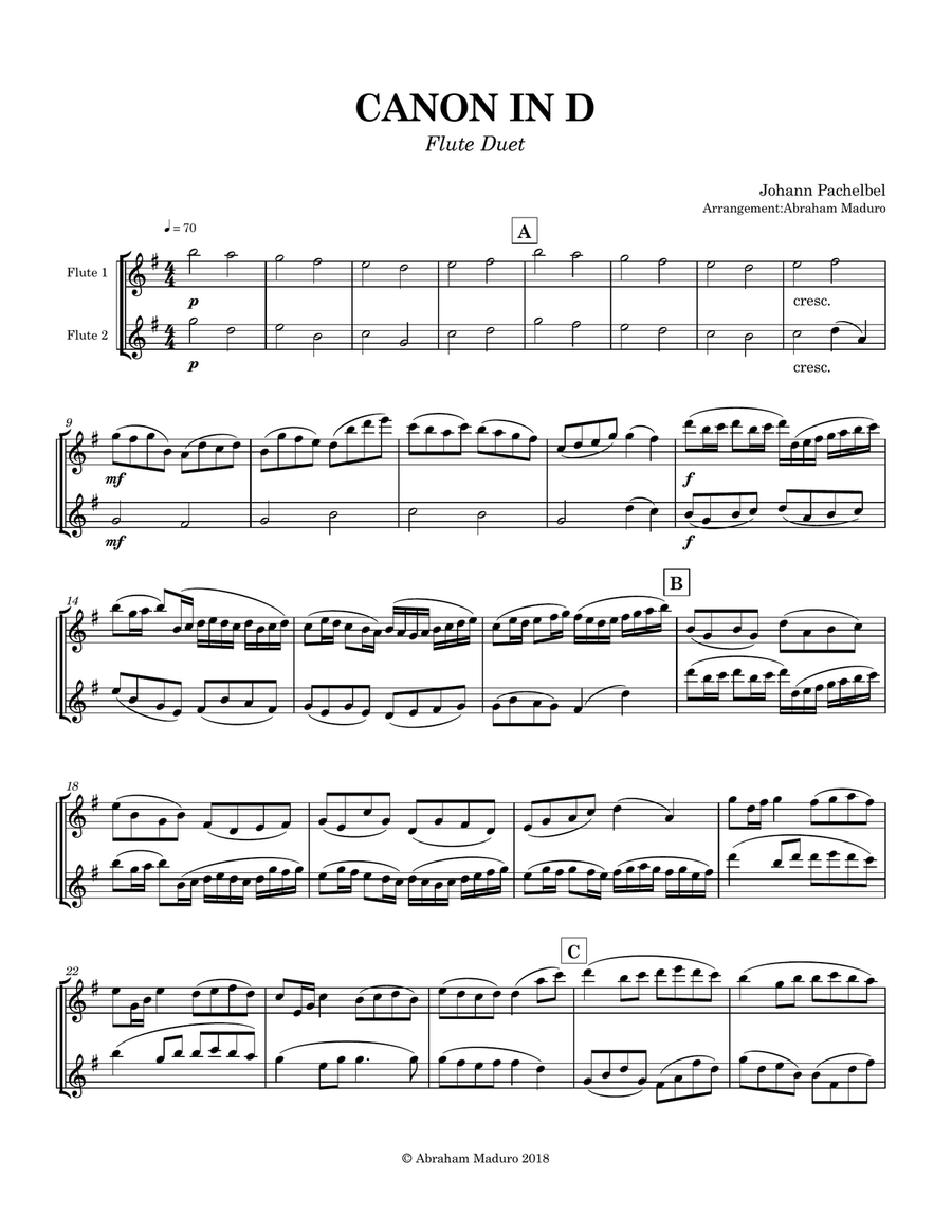Pachelbel's Canon Flute Duet Flute Duet scores gallery preview page 2