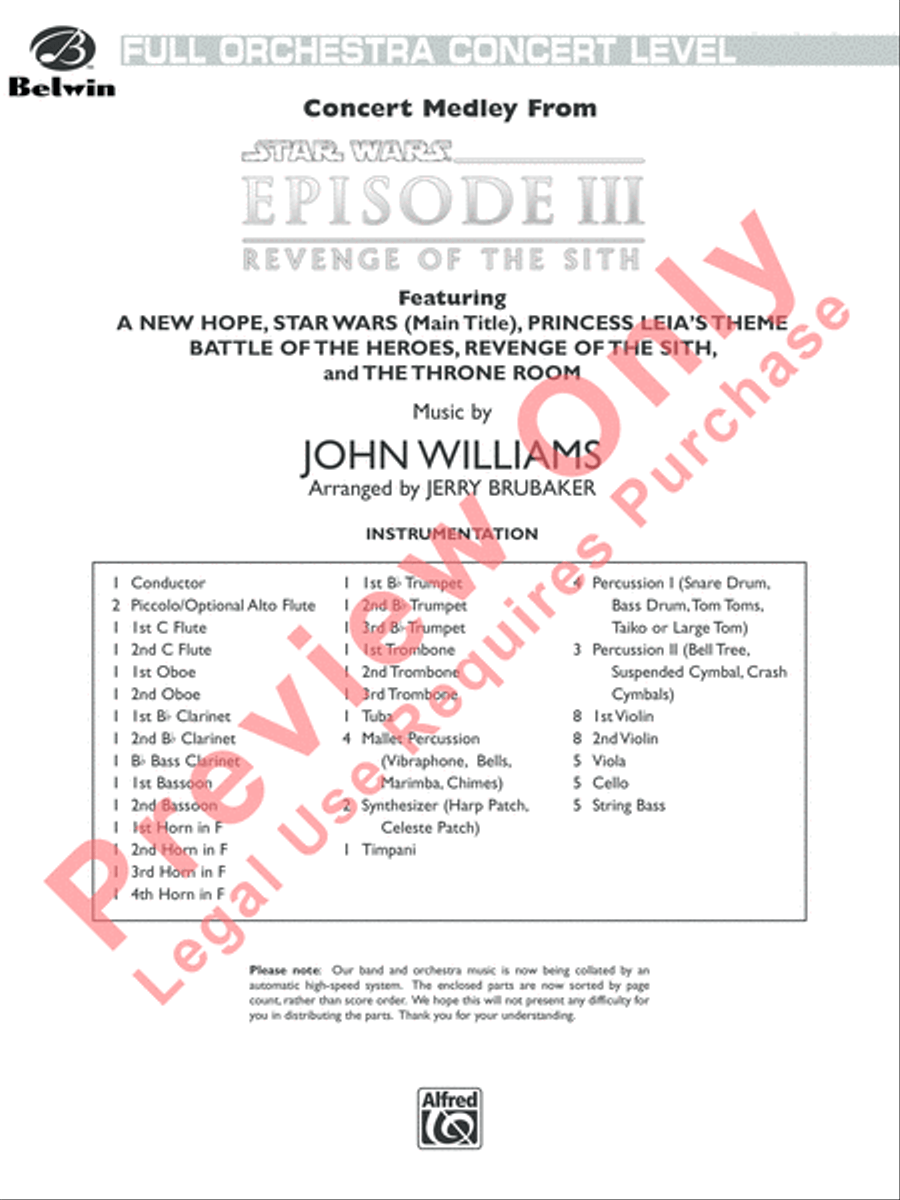 Concert Suite from Star Wars: Episode III Revenge of the Sith Full Orchestra scores gallery preview page 2