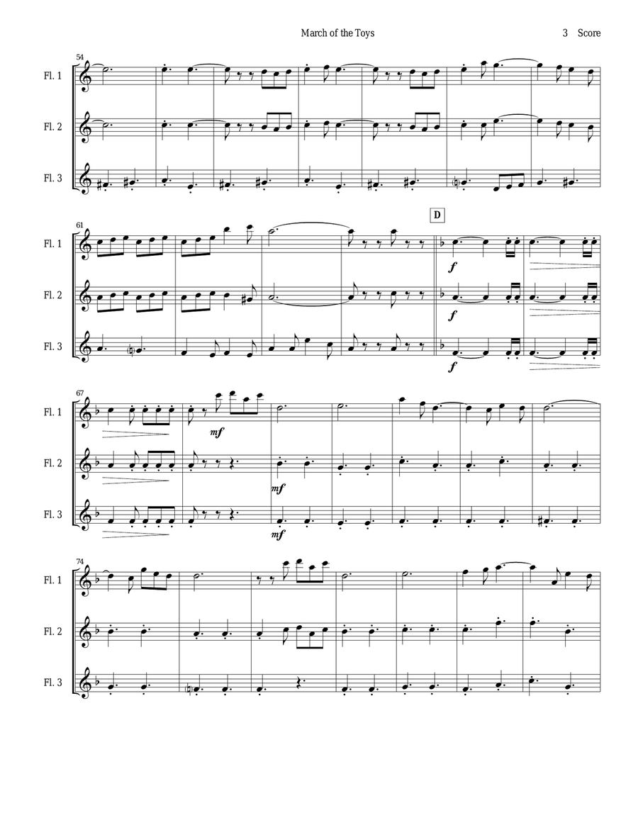March of the Toys by Victor Herbert set for Flute Trio Flute Solo scores gallery preview page 3