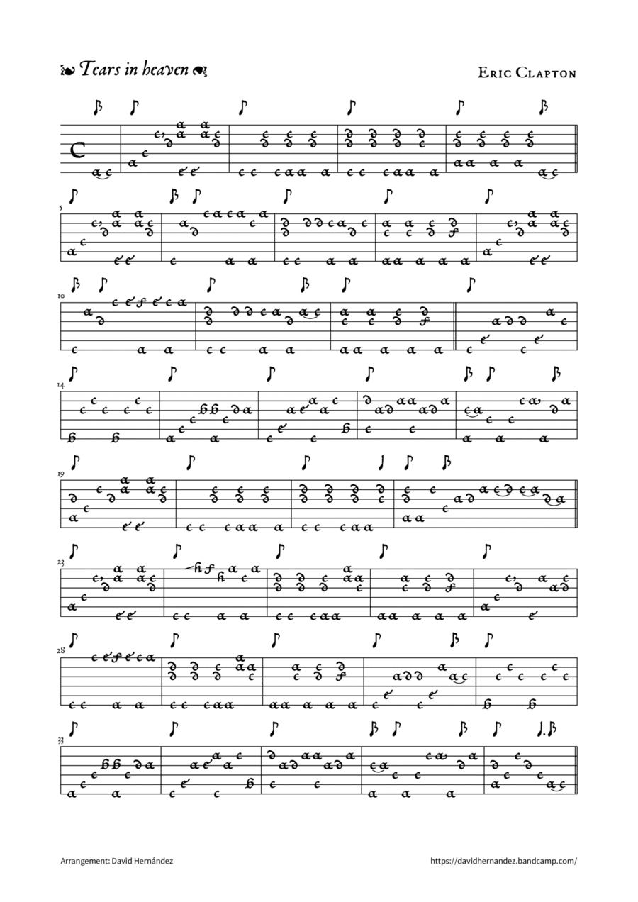 Tears In Heaven Classical Guitar scores gallery preview page 1