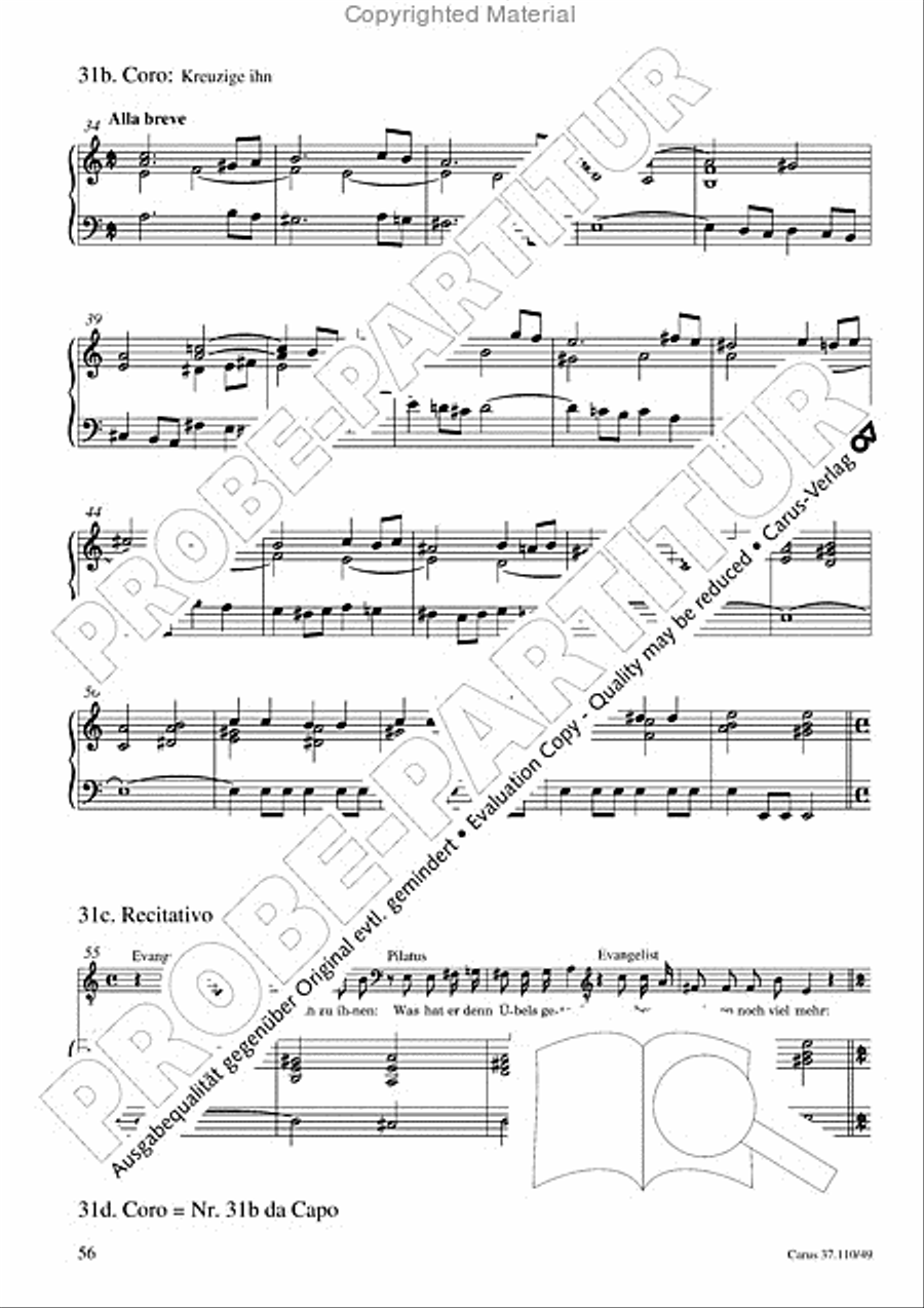 Markuspassion. Werkausgabe Reihe 1, Bd. 7 (Homilius) Organ scores gallery preview page 57