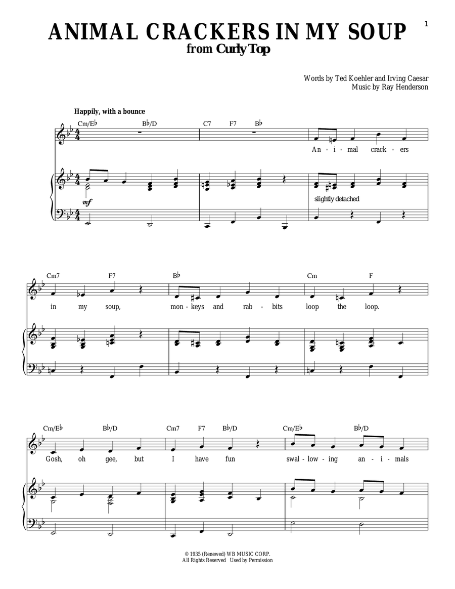 Animal Crackers In My Soup Piano, Vocal scores gallery preview page 1
