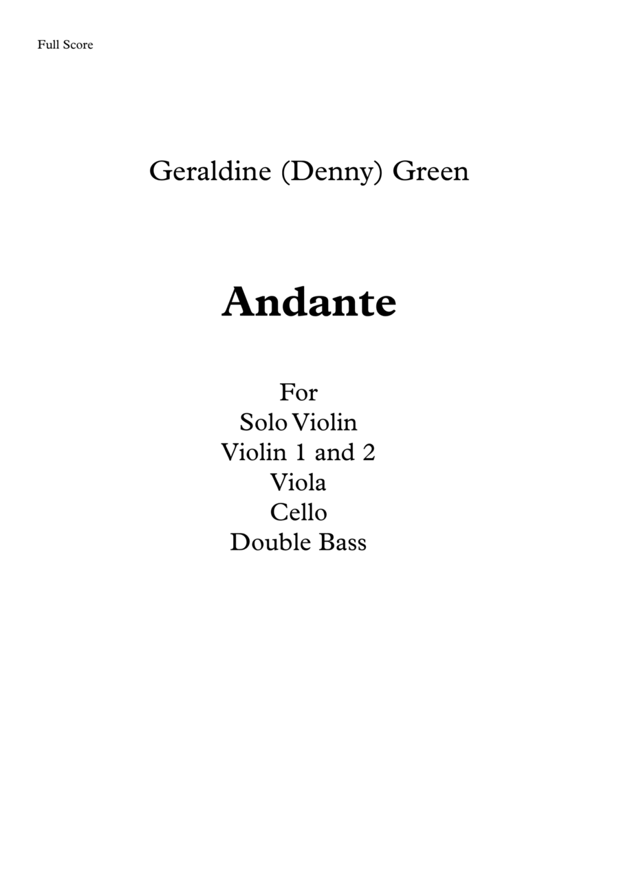 Andante For Solo Violin and Strings (Standard Arrangement) Chamber Music - Digital Sheet Music
