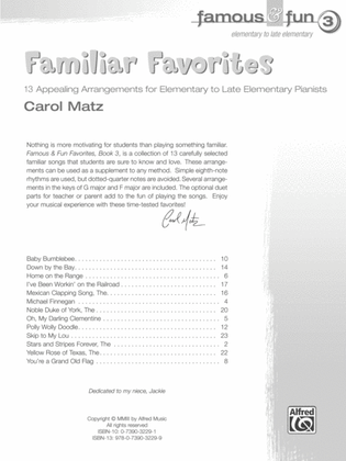 Book cover for Famous & Fun Favorites, Book 3: 13 Appealing Piano Arrangements
