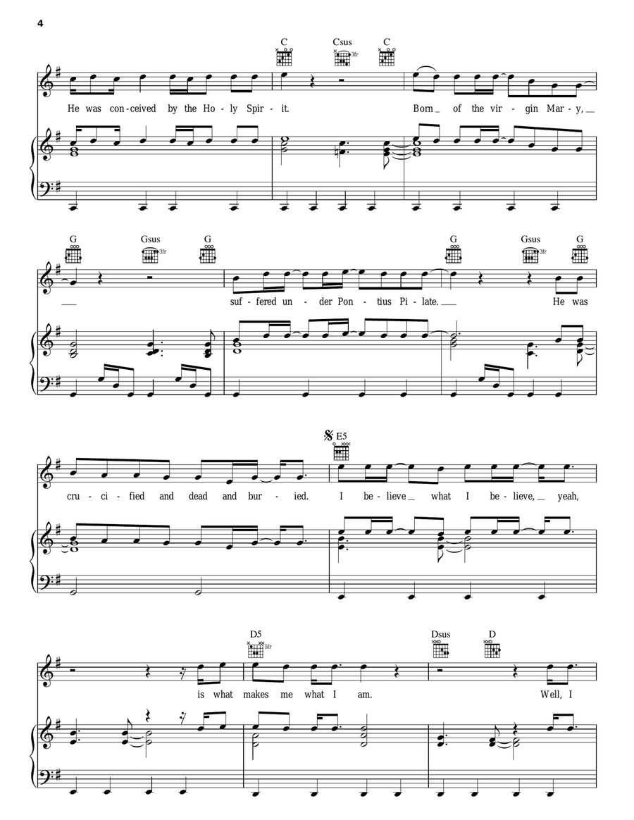 Creed (Credo) Piano, Vocal, Guitar scores gallery preview page 4