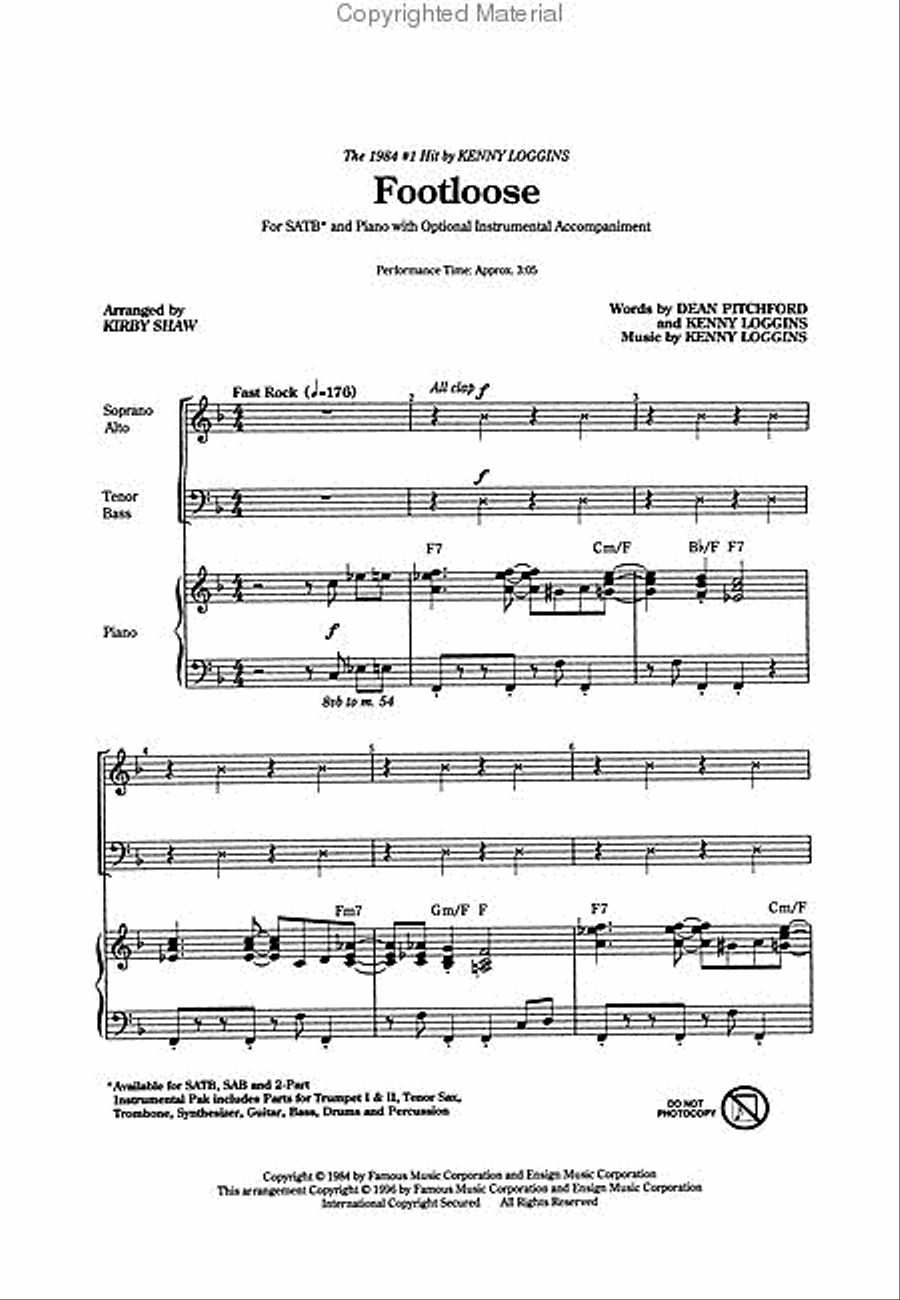 Footloose Footloose 4-Part scores gallery preview page 2