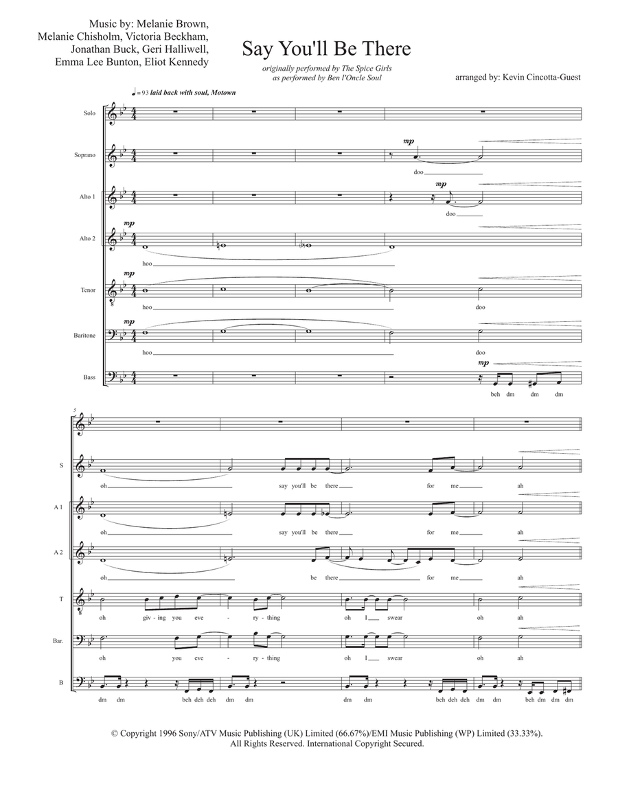 Say You'll Be There 4-Part scores gallery preview page 1
