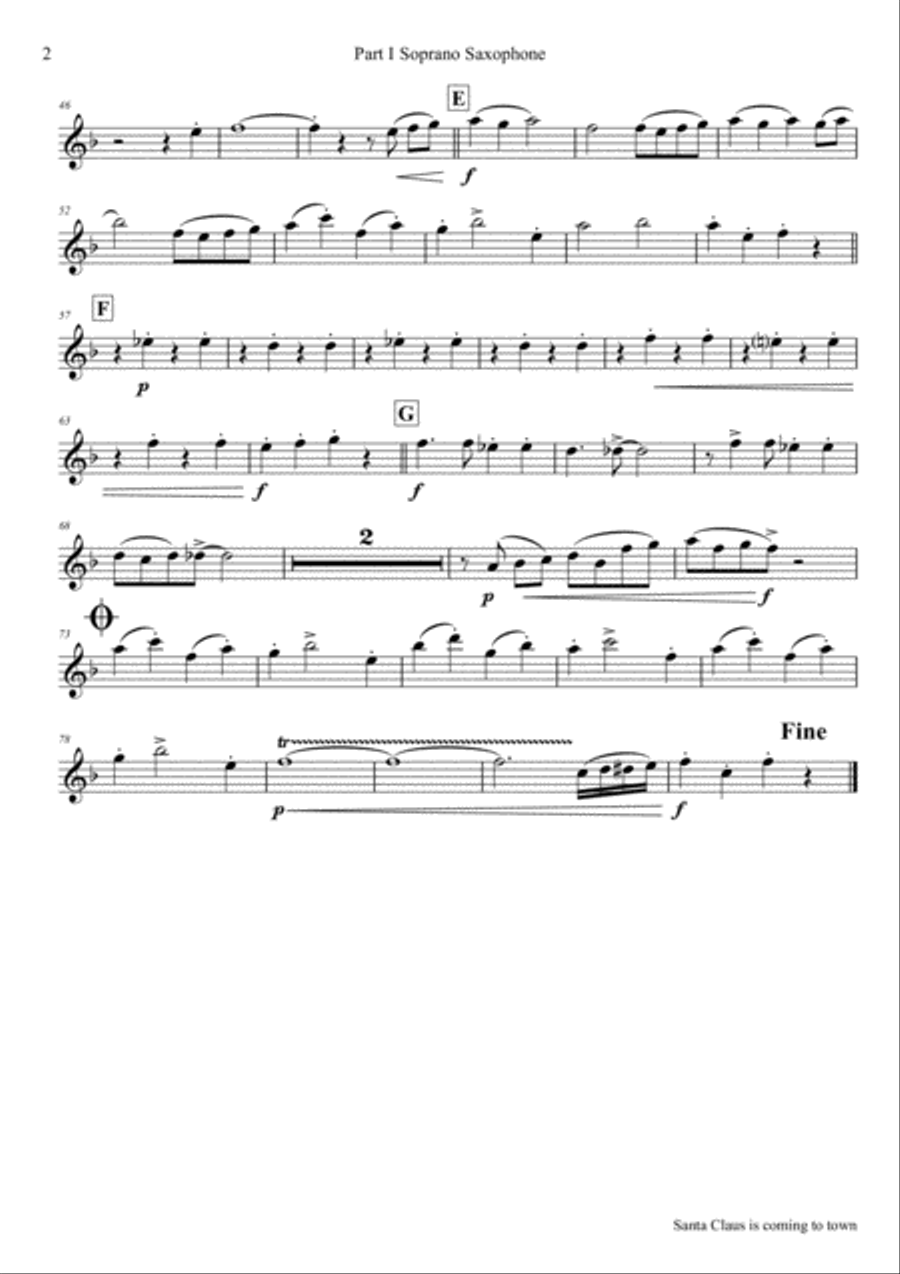 Santa Claus Is Comin' To Town Saxophone Quintet scores gallery preview page 6